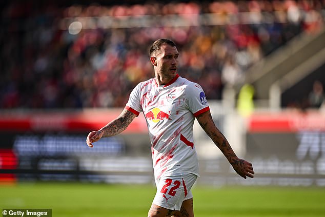 RB Leipzig's David Raum, who is currently out with an ankle injury, has reportedly been watched by Liverpool scouts this season.