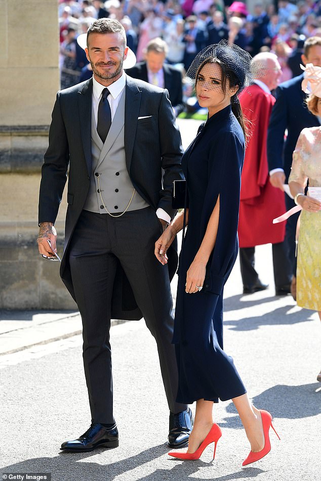 David and Victoria Beckham were guests at Meghan's wedding to Prince Harry in Windsor in 2018 (pictured)