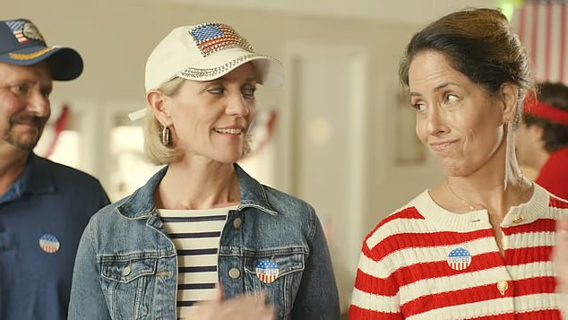 Roberts caught Trump's ire after she urged his supporters' wives to secretly vote for Harris in an ad for the evangelical group Vote Common Good (pictured).