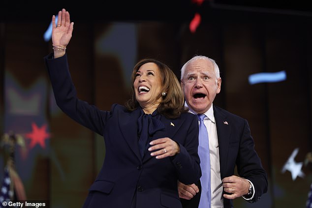 Harris and vice presidential candidate Tim Walz pictured in August