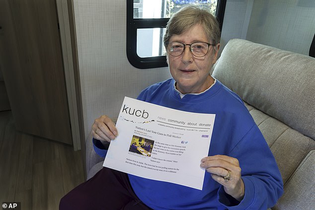 In 2012, when Adak finally switched to voting in person, Mary Nelson (pictured) was the last American to vote on election night.