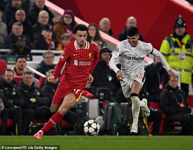 Curtis Jones' superb assist opened up Bayer Leverkusen's defense at Anfield on Tuesday night.