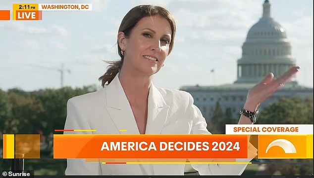 Sunrise presenter Natalie Barr leads Channel Seven's coverage of the US election.