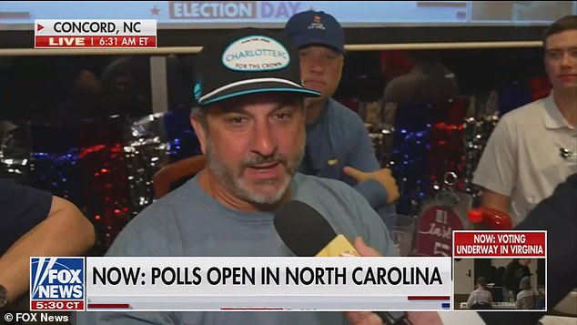 One voter, identified as George (pictured), did not raise his hand when the host asked everyone present if they thought the Republican candidate was going to win their state.