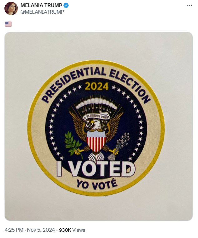 The former First Lady posted a sticker that said 