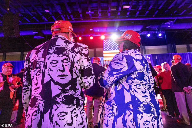 A ballroom full of Trump fans, surrogates and allies fills the Palm Beach Convention Center for an election night viewing party.