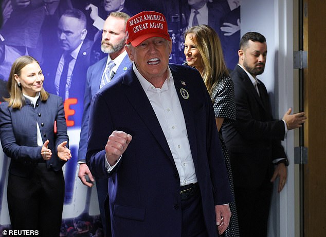 Trump and former first lady Melania visited campaign headquarters in West Palm Beach, Florida, on Tuesday, November 5, to visit and thank the former president's campaign workers on Election Day.