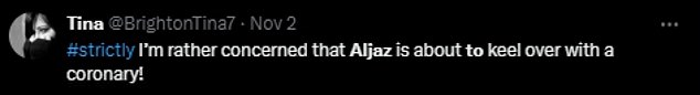 It caused alarm among some Strictly viewers watching at home, who took to X, formerly known as Twitter, to ask the dancer to 