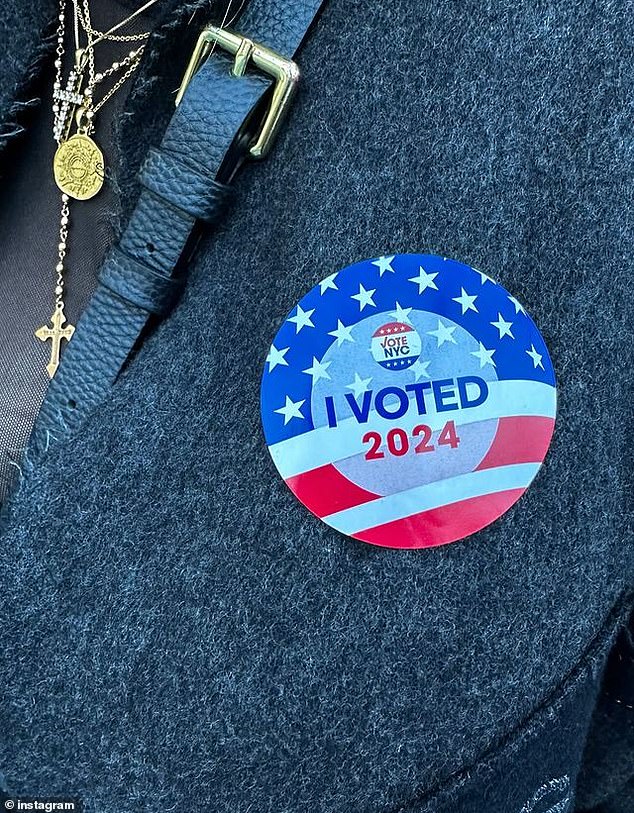 Madonna showed off her voting sticker