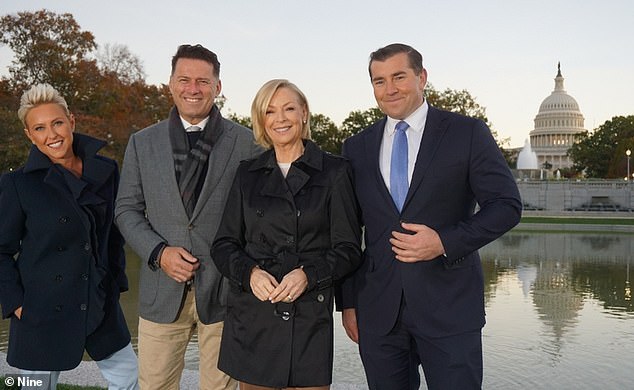 Nine sent Karl Stefanovic, Liz Hayes and Charles Croucher to Washington, DC, with their American reporters Jonathan Kearsley, Alison Piotrowski and Lauren Tomasi reporting from the battleground states.