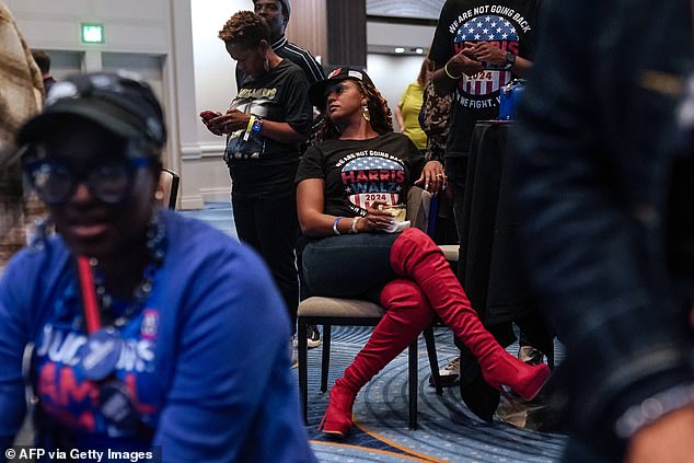 Dejected Democrats at watch party in Atlanta, Georgia. Pollsters predict second term as POTUS for Donald Trump