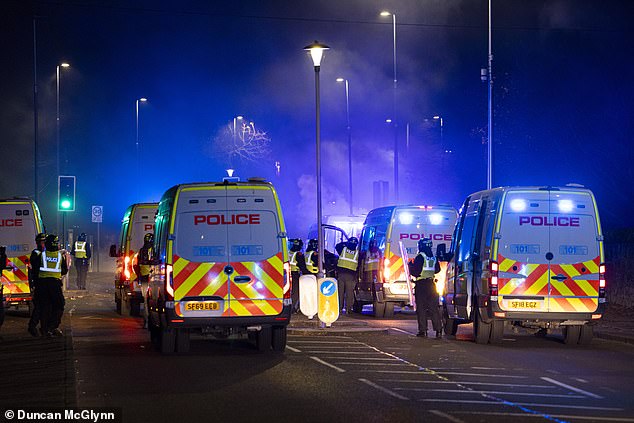 Riot police were deployed to crack down on the gang in Niddrie, west of Edinburgh, after they threw fireworks at cars and set wheelie bins on fire.