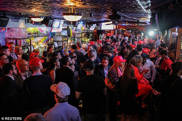 People attend the New York Young Republican Club viewing party