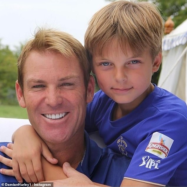 Earlier this year, Elizabeth reflected on the emotional toll of losing Shane on both her and Damian, who shared a strong bond with the late cricket legend (Damian and Shane pictured).