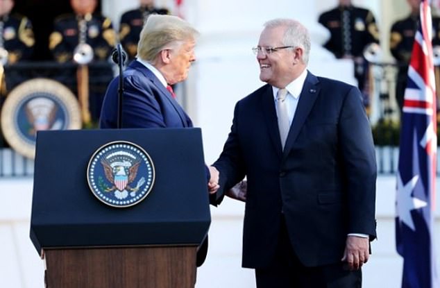 Former Prime Minister Scott Morrison (pictured right) was among several Australian politicians who congratulated Donald Trump (pictured left) on his sensational return to the Oval Office.