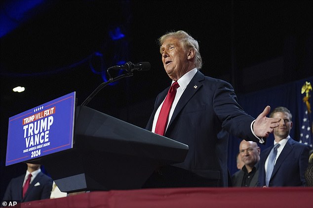 Trump declared victory in the presidential race while addressing a crowd in Palm Beach this morning.