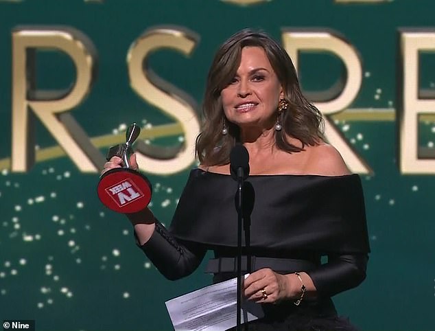 Pictured is Lisa Wilkinson delivering her Logies speech in June 2022.