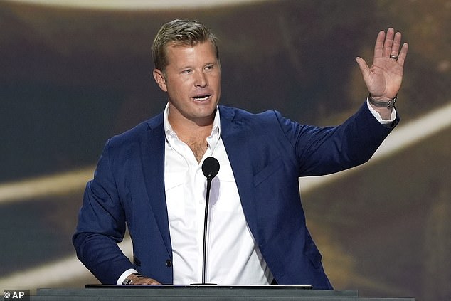 Montana Republican Senate candidate Tim Sheehy speaking at the Republican National Convention in Milwaukee in July.