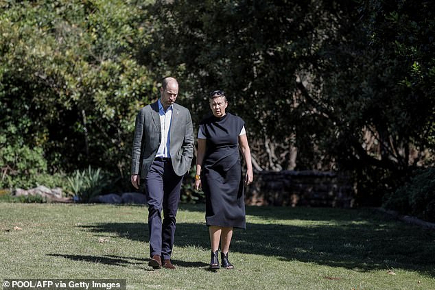 Prince William walks with Earthshot CEO Hannah Jones in Cape Town today.