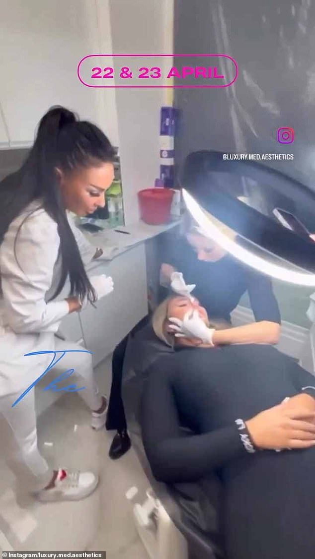 Clips from the establishment's Instagram profile page show beauticians injecting what appears to be filler into a patient's face.