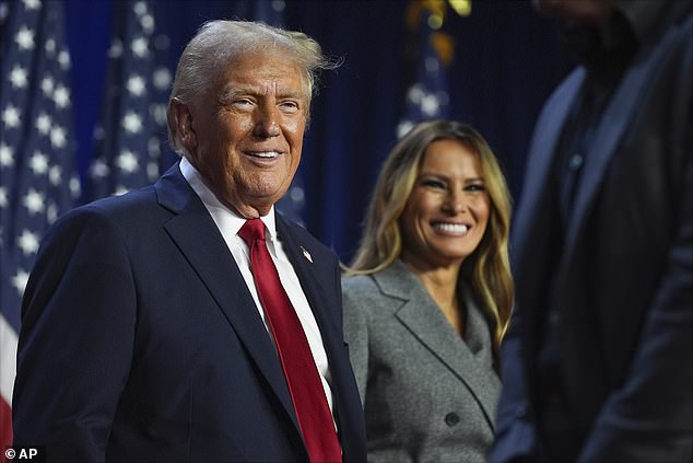 In a rare victory speech, which came before the result was declared, Trump was joined on stage by Dana White and Bryson DeChambeau.