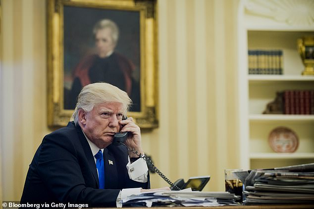 Turnbull referenced his infamous phone conversation with Donald Trump (pictured) in 2017 over a controversial refugee resettlement deal.