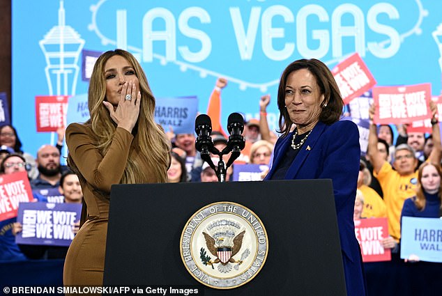 Lopez said during his 13-minute speech at Kamala's campaign rally: '(Trump) has constantly worked to divide us. At Madison Square Garden he reminded us of who he really is and how he really feels.