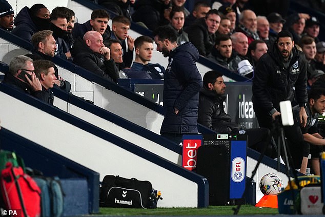 West Brom manager Carlos Corberán was sent off for a similar offense earlier this year.