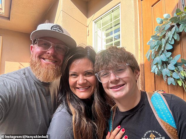 Tanya Kimball with her late husband Drew and son Grahm. The family previously lost their son and brother Braden Kimball, who committed suicide in December 2023.