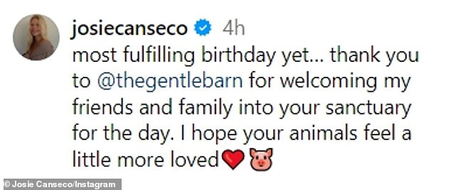 'Most satisfying birthday yet', thanks to @thegentlebarn for welcoming my friends and family into your sanctuary for the day. I hope your animals feel a little more loved,' he wrote.