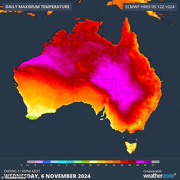 A heatwave warning is in place for much of Queensland with temperatures topping 40C and bushfires forcing hundreds of people to flee their homes.