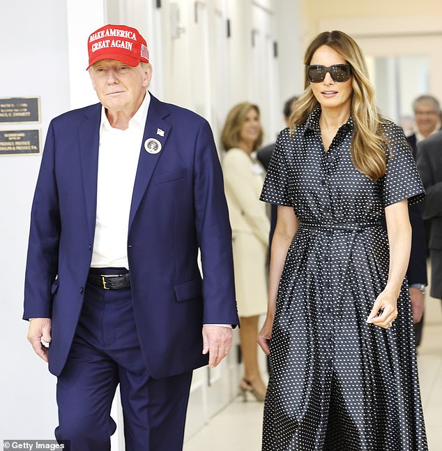 The former first lady has spent the last four years trying to avoid the spotlight, but on Tuesday she was spotted joining him to vote in West Palm Beach, Florida.