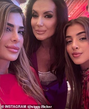 Trump supporter and Israeli television personality Siggy Flicker (left) shared a selfie with a confident smile shortly after the first swing state was called for Trump.