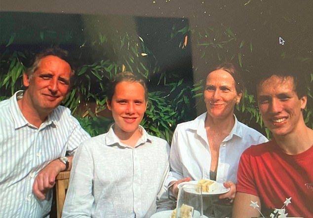 Harry Howard on his 18th birthday with his father John, mother Helen and brother Tom.