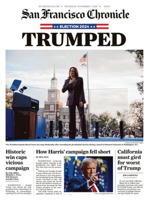 USA: The San Francisco Chronicle has a photo of Harris on its cover with one word: 