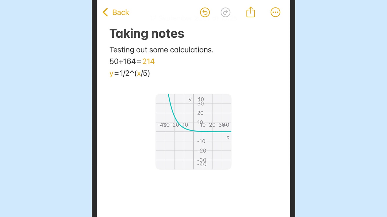 The Math Notes feature allows you to add and graph in notes.