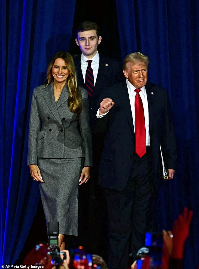 Reference was also made to how Donald Trump's 18-year-old 6'2 son Barron also towers over him at an impressive 6'7.