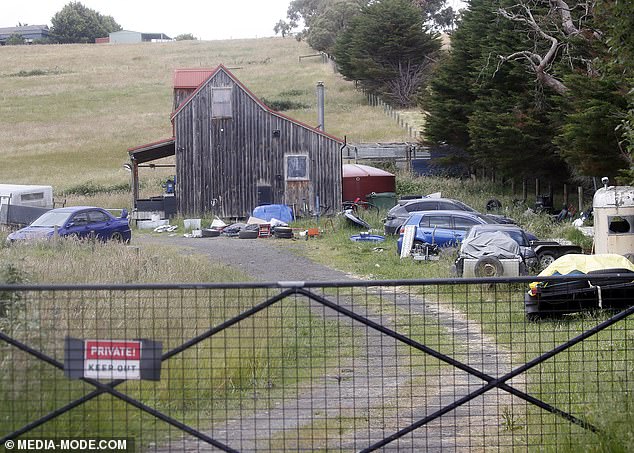 A shack on the Amorosi property in Narre Warren North remains littered with abandoned vehicles