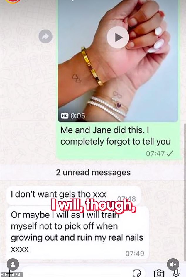 Speaking on Heart Breakfast, the TV personality and Jason King called his mother to tell her the news after she ignored a photo of his tattoo on WhatsApp.