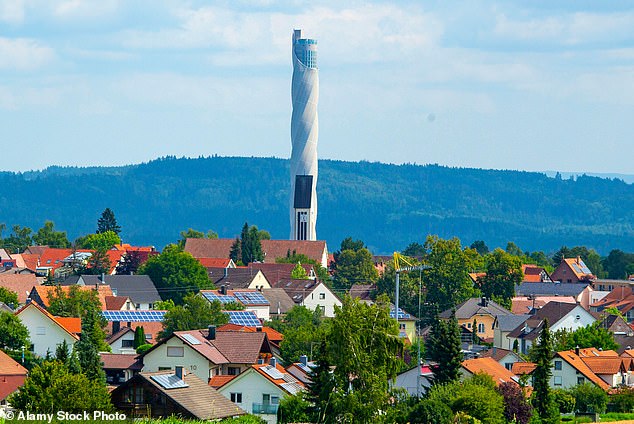 The tower rises to more than 800 feet.