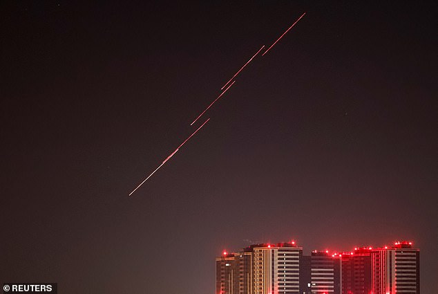 Russia's demands come as it attacks Kyiv with a massive drone strike. Image: Tracers are seen in the night sky as Ukrainian military fire at the drone during a Russian drone strike, amid Russia's attack on Ukraine, today in kyiv, Ukraine.