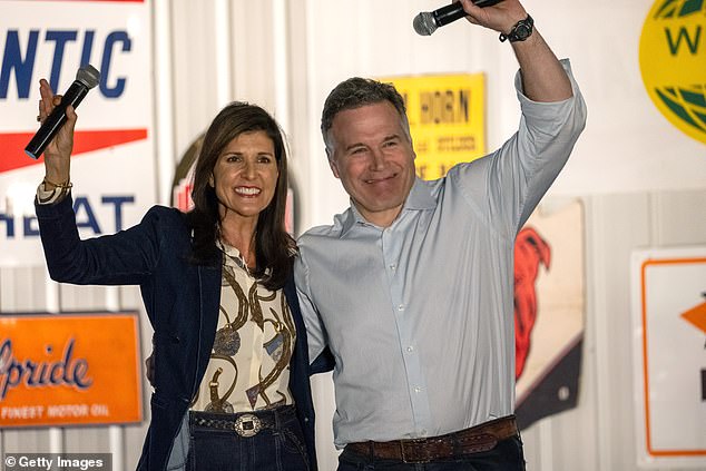 Republican Senate candidate Davide McCormick with former Governor Nikki Haley on October 30