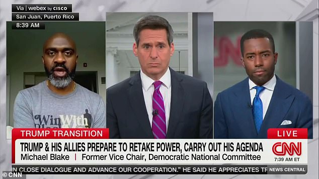 Pro-Kamala Harris guest Michael Blake's (left) claim about the contributor caused the segment to be abruptly canceled, as the ensuing discussion became increasingly heated.