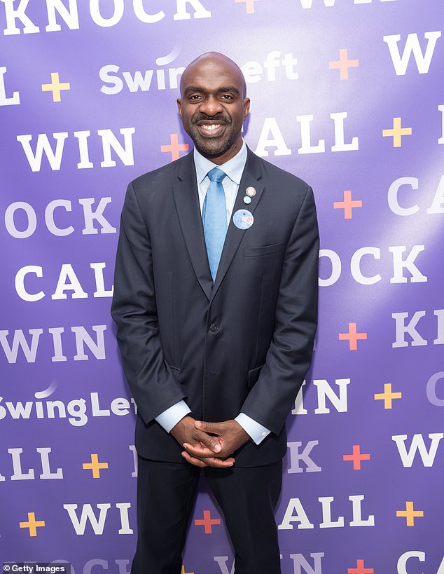 Blake, seen here in 2018 at an event in New York while serving as vice chairman of the Democratic National Committee, maintained that Singleton was only using Harris' father as an example because he was black, drawing the ire of his fellow panelist.