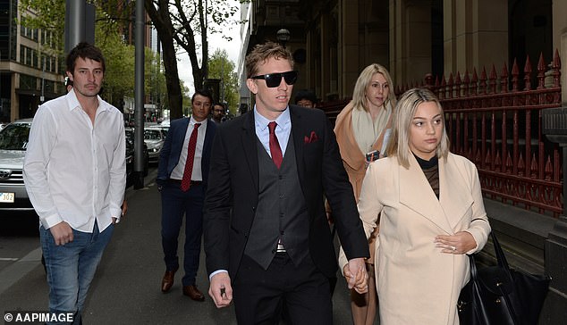 Richard Vincec (pictured, centre, wearing sunglasses) was sentenced to eight years in prison with a minimum of five years after pleading guilty to manslaughter.