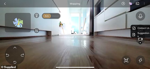 Now I can vacuum and mop my house from my desk many miles away. It takes 45 minutes and I can keep an eye on where it is via the camera function (pictured)