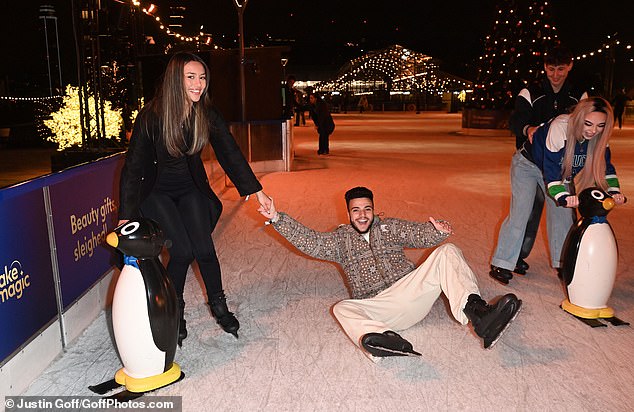 The son of Peter Andre and Katie Price, 19, looked in good shape as he cuddled his girlfriend Jasmine, 24, while ice skating in central London.