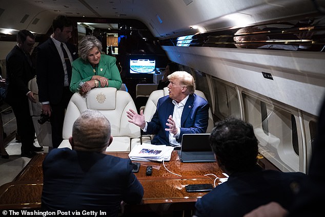 On Thursday night, Trump named her White House chief of staff, making her the first woman named to the role of the president's guardian. (Above) Susie Wiles on 'Trump Force One' in 2023