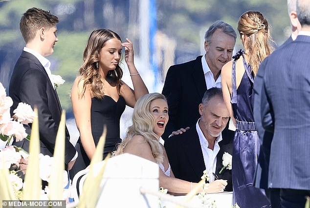 Sophie's daughter Bella, 19, was her maid of honor, while her son Jack, 15, was Steve's best man. Both pictured on the left