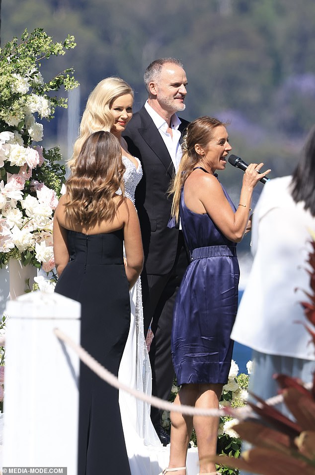 The couple and their guests, including former Home and Away star Erika Heynatz, later celebrated at a reception at the Pasadena restaurant where Bella gave an emotional speech.